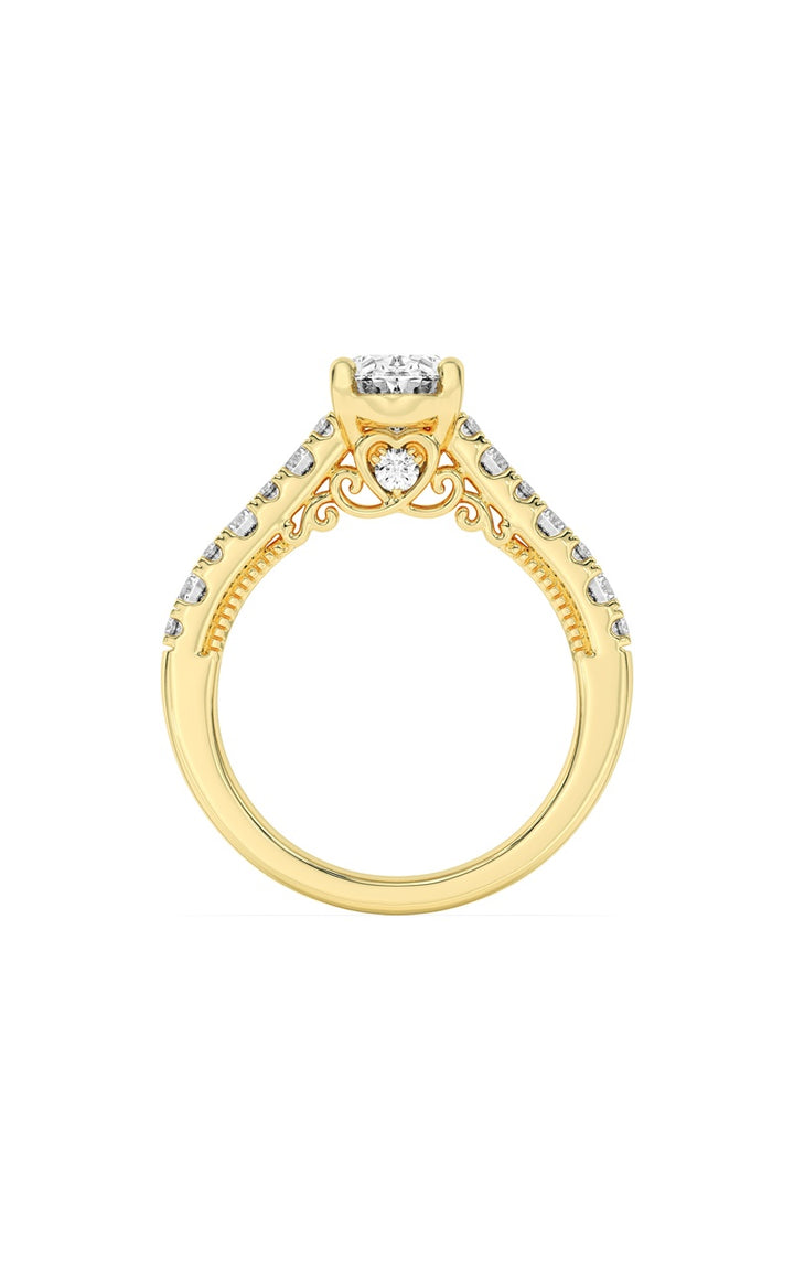 2Cttw Oval Shaped Lab Grown Diamond (F/VS) Accented Milgrain Engagement Ring in 14K Gold