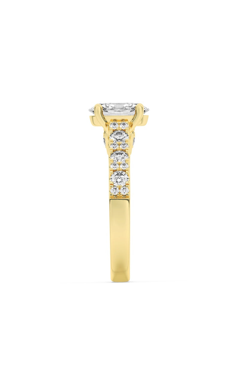 2Cttw Oval Shaped Lab Grown Diamond (F/VS) Accented Milgrain Engagement Ring in 14K Gold