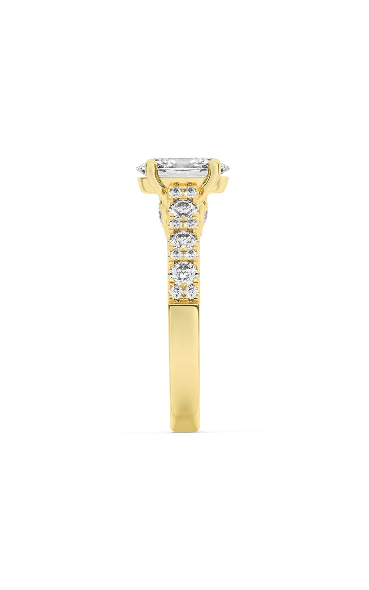 2Cttw Oval Shaped Lab Grown Diamond (F/VS) Accented Milgrain Engagement Ring in 14K Gold