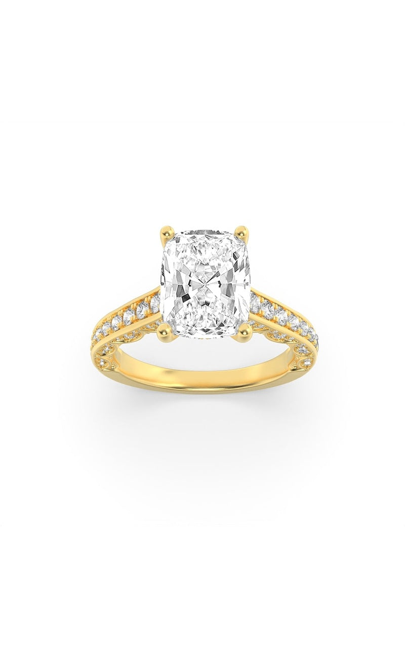 2.5Cttw Elongated Cushion Shaped Lab Grown Diamond (G/VS) Accented Engagement Ring in 14K Gold