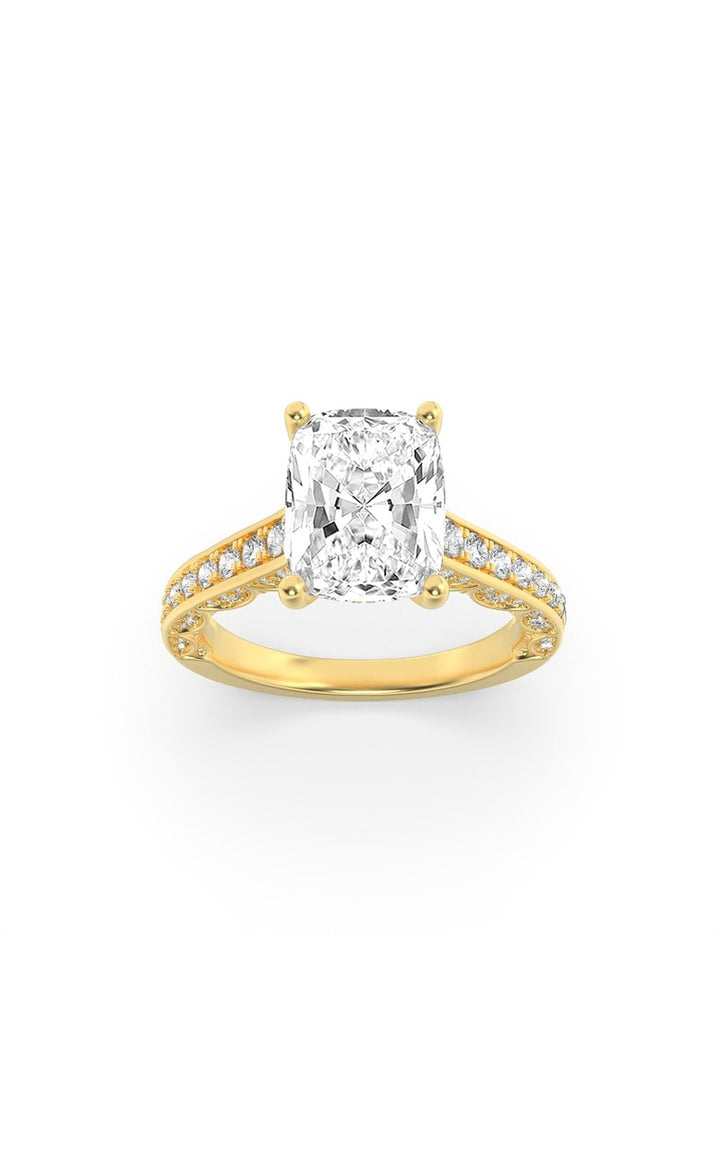 2.5Cttw Elongated Cushion Shaped Lab Grown Diamond (G/VS) Accented Engagement Ring in 14K Gold