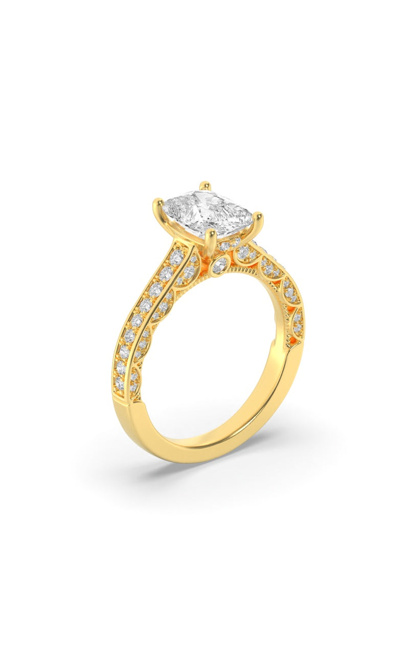 2.5Cttw Elongated Cushion Shaped Lab Grown Diamond (G/VS) Accented Engagement Ring in 14K Gold