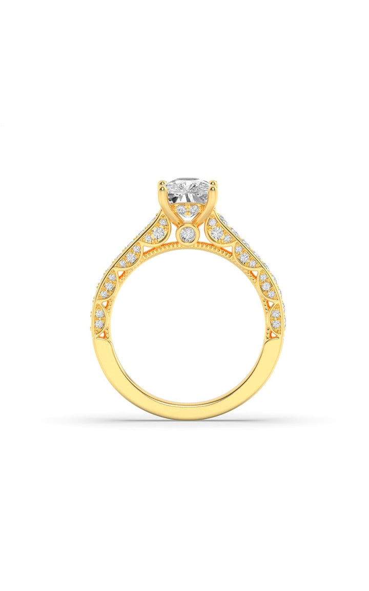 2.5Cttw Elongated Cushion Shaped Lab Grown Diamond (G/VS) Accented Engagement Ring in 14K Gold