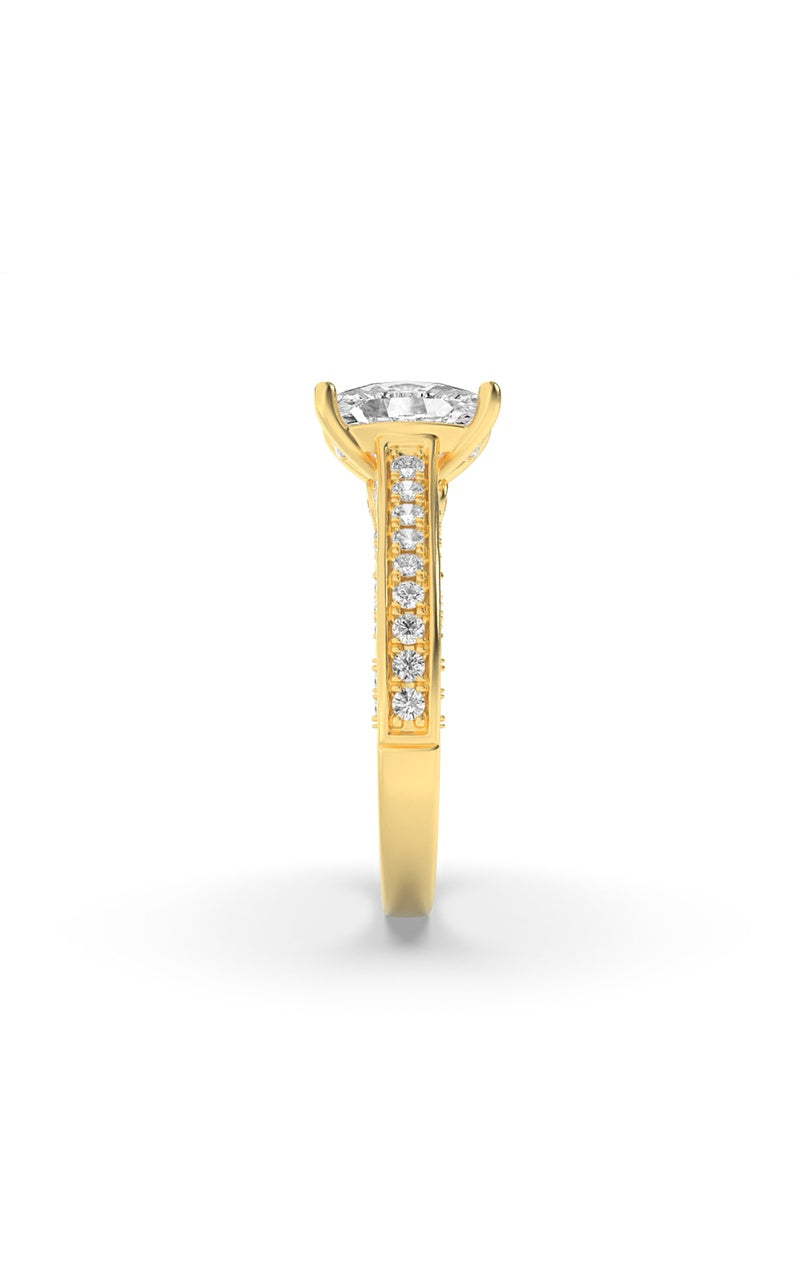 2.5Cttw Elongated Cushion Shaped Lab Grown Diamond (G/VS) Accented Engagement Ring in 14K Gold