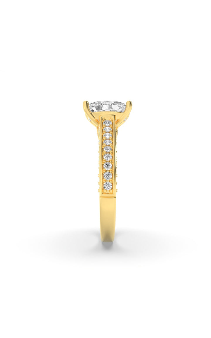 2.5Cttw Elongated Cushion Shaped Lab Grown Diamond (G/VS) Accented Engagement Ring in 14K Gold