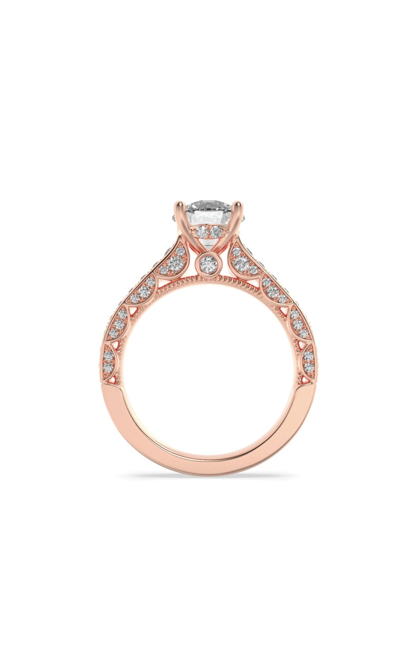 2Cttw Round Shaped Lab Grown Diamond (F/VS) Accented Engagement Ring in 14K Gold