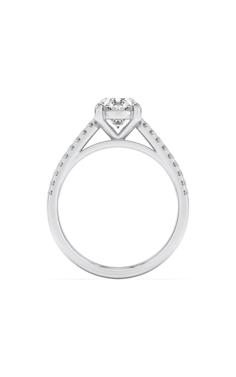 2Cttw Oval Shaped Lab Grown Diamond (F/VS) Cross Shank Accented Engagement Ring in 14K Gold
