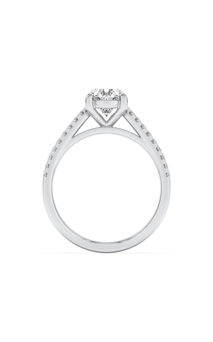 2Cttw Oval Shaped Lab Grown Diamond (F/VS) Cross Shank Accented Engagement Ring in 14K Gold