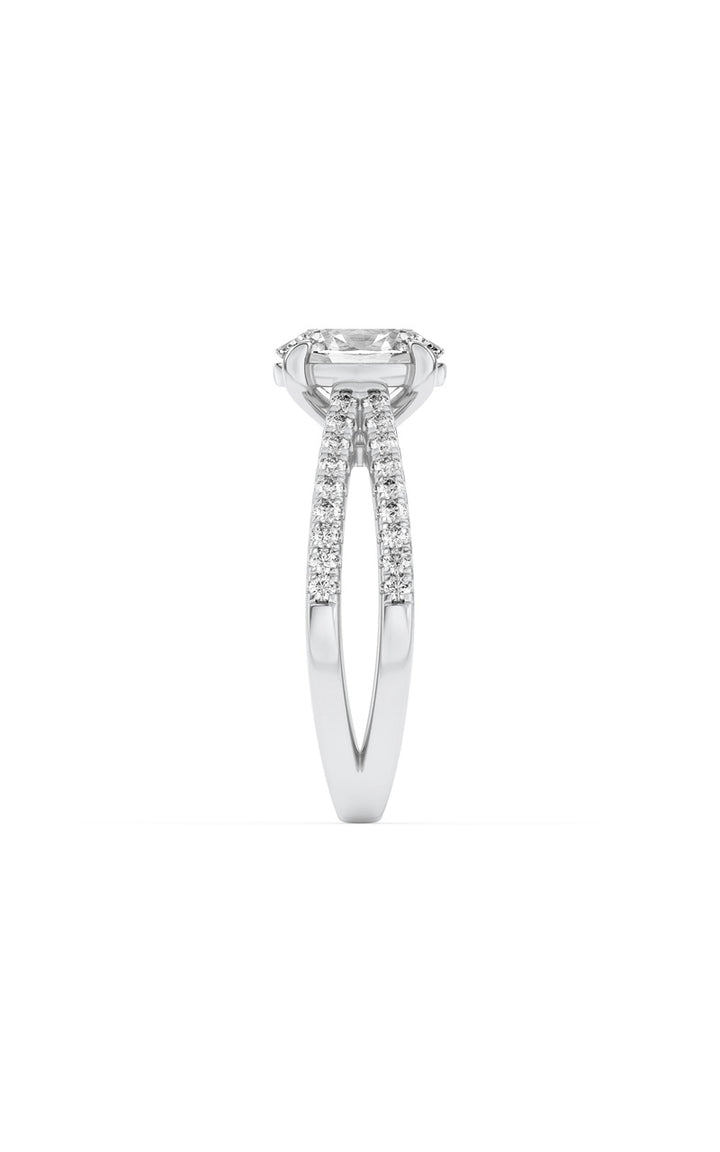 2Cttw Oval Shaped Lab Grown Diamond (F/VS) Cross Shank Accented Engagement Ring in 14K Gold