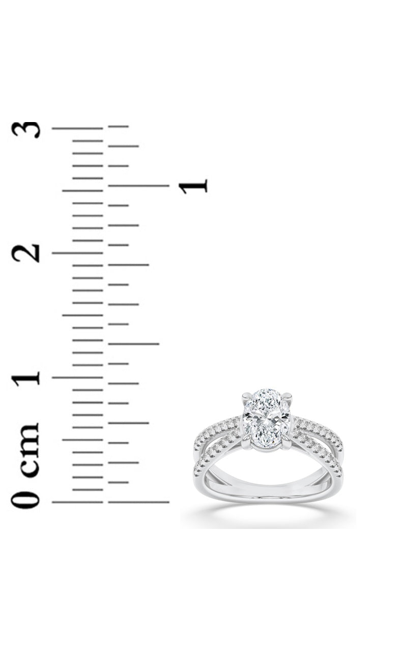 2Cttw Oval Shaped Lab Grown Diamond (F/VS) Cross Shank Accented Engagement Ring in 14K Gold