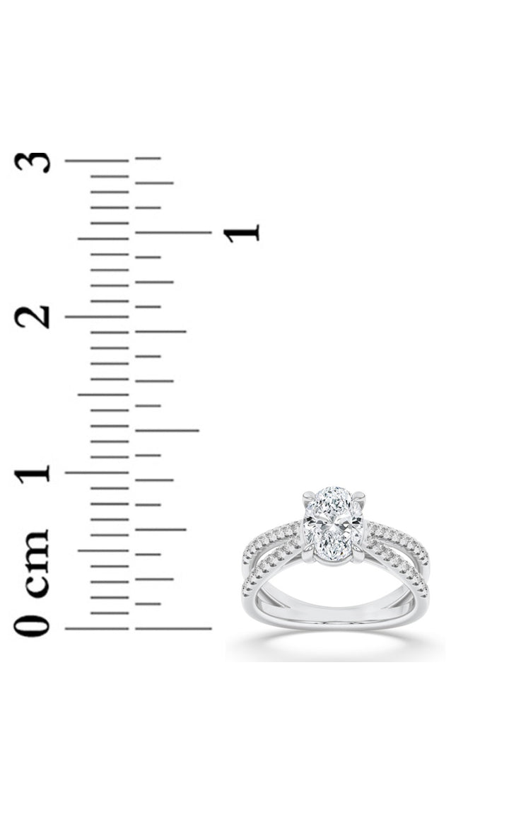 2Cttw Oval Shaped Lab Grown Diamond (F/VS) Cross Shank Accented Engagement Ring in 14K Gold