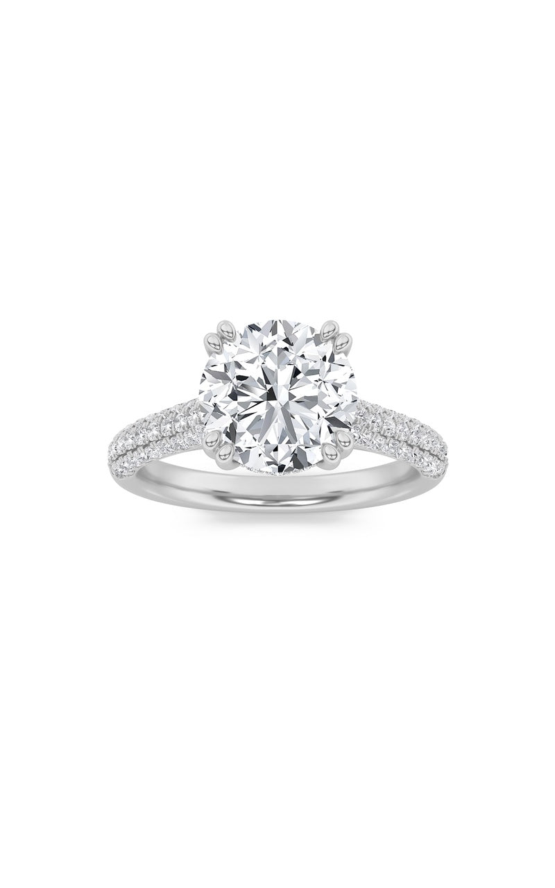 3CTW Round Shaped Lab Grown Diamond (F/VS) Triple Row Accented Engagement Ring in 14K Gold