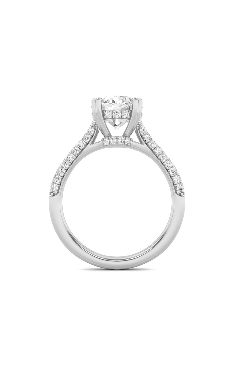 3Cttw Round Shaped Lab Grown Diamond (F/VS) Triple Row Accented Engagement Ring in 14K Gold
