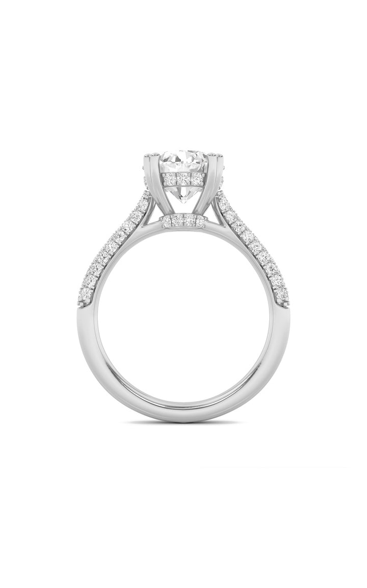 3Cttw Round Shaped Lab Grown Diamond (F/VS) Triple Row Accented Engagement Ring in 14K Gold