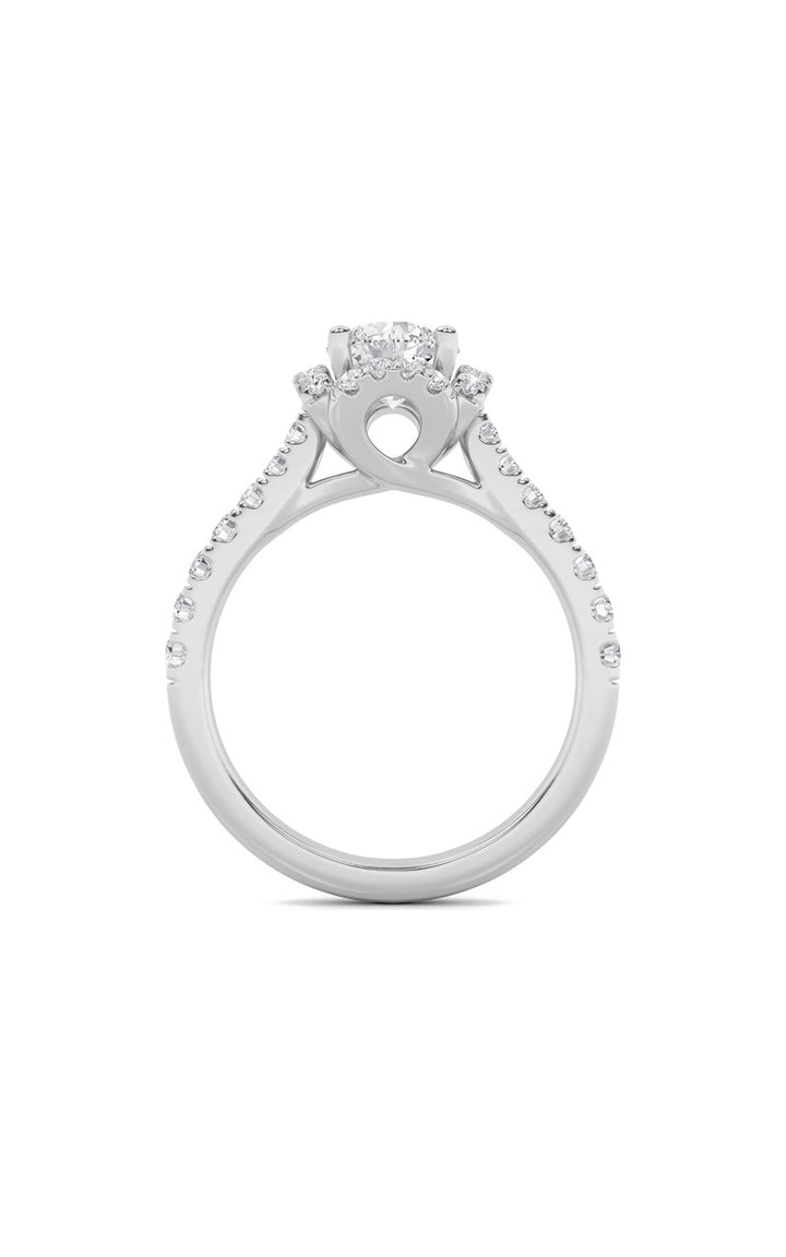 1.5Cttw Round Shaped Lab Grown Diamond (F/VS) Halo Accented Engagement Ring in 14K Gold