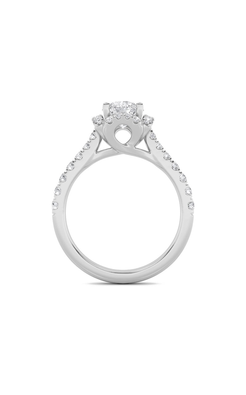 1.5Cttw Round Shaped Lab Grown Diamond (F/VS) Halo Accented Engagement Ring in 14K Gold