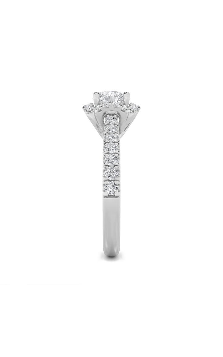 1.5Cttw Round Shaped Lab Grown Diamond (F/VS) Halo Accented Engagement Ring in 14K Gold