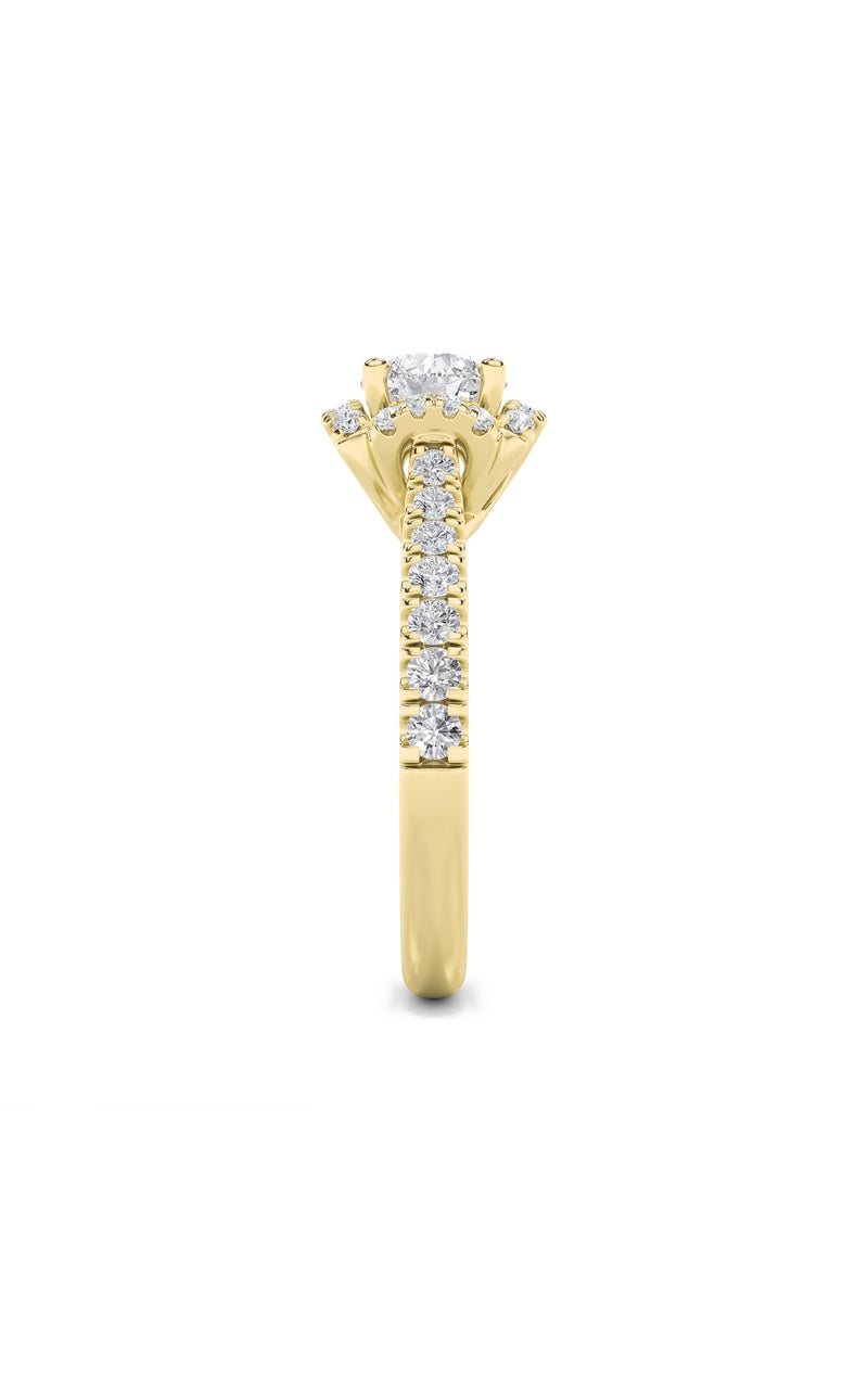 1.5Cttw Round Shaped Lab Grown Diamond (F/VS) Halo Accented Engagement Ring in 14K Gold