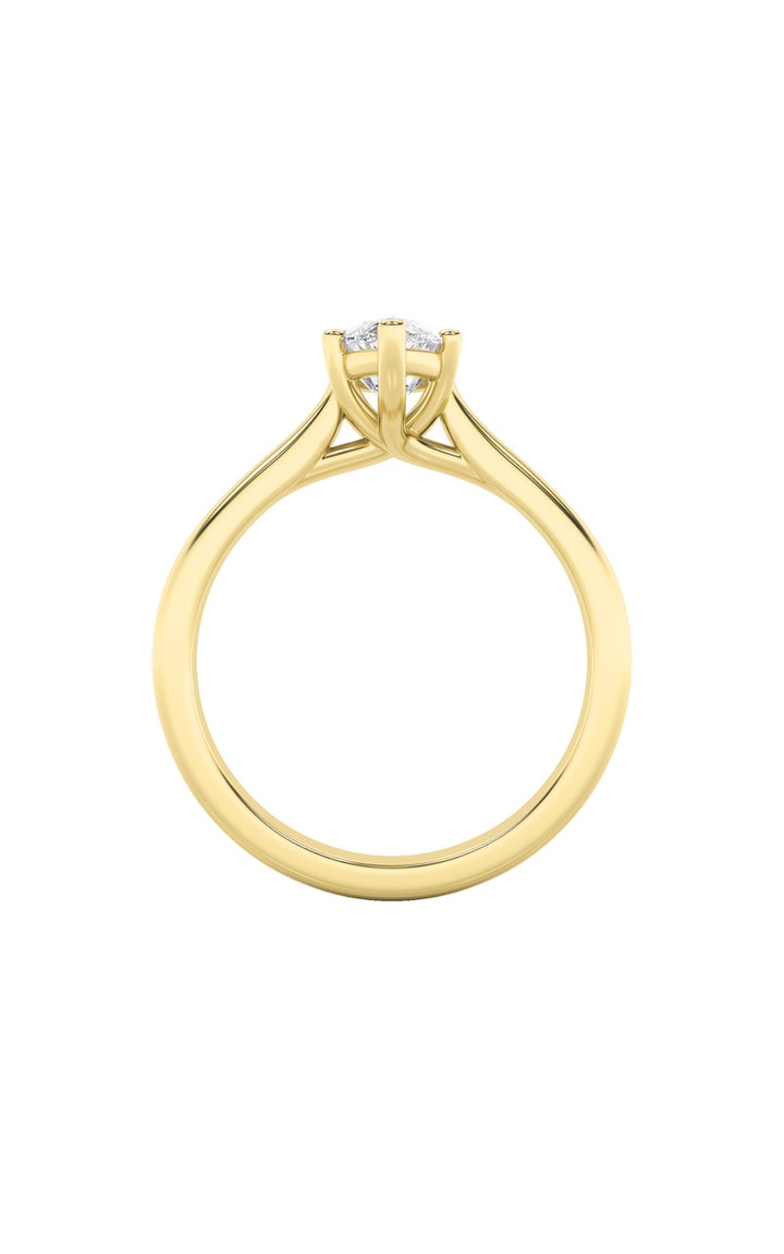 1Cttw Marquise Shaped Lab Grown Diamond (F/VS) Plain Cathedral Trellis Shank Solitaire Engagement Ring in 14K Gold