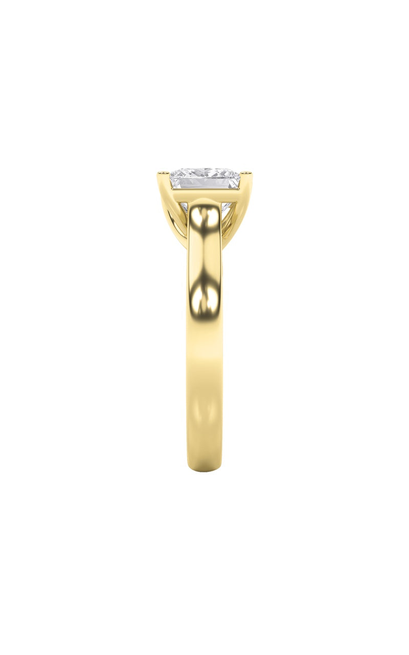 1Cttw Princess Shaped Lab Grown Diamond (F/VS) Plain Cathedral Trellis Shank Solitaire Engagement Ring in 14K Gold