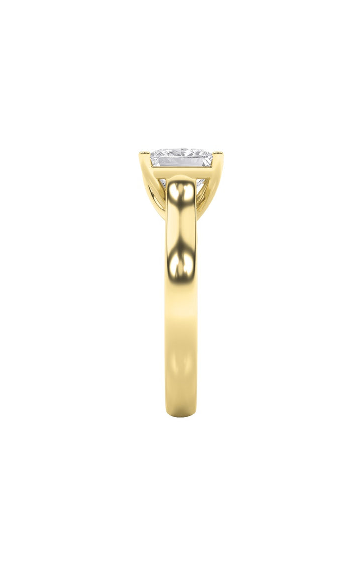 1Cttw Princess Shaped Lab Grown Diamond (F/VS) Plain Cathedral Trellis Shank Solitaire Engagement Ring in 14K Gold