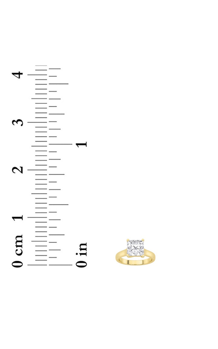 1Cttw Princess Shaped Lab Grown Diamond (F/VS) Plain Cathedral Trellis Shank Solitaire Engagement Ring in 14K Gold