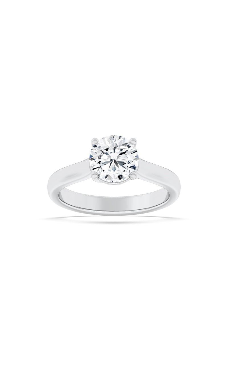 3Cttw Round Shaped Lab Grown Diamond (F/VS) PlainCathedral Trellis Shank Solitaire Engagement Ringin 14K Gold
