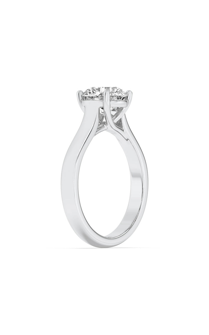 3CTW Round Shaped Lab Grown Diamond (F/VS) Plain Cathedral Trellis Shank Solitaire Engagement Ring in 14K Gold