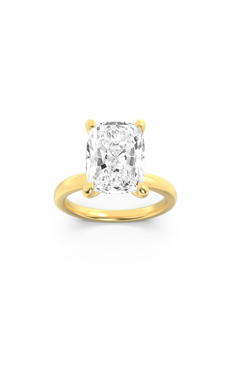 2Cttw Elongated Cushion Shaped Lab Grown Diamond (F/VS) Hidden Halo Plain Shank Engagement Ring in 14K Gold