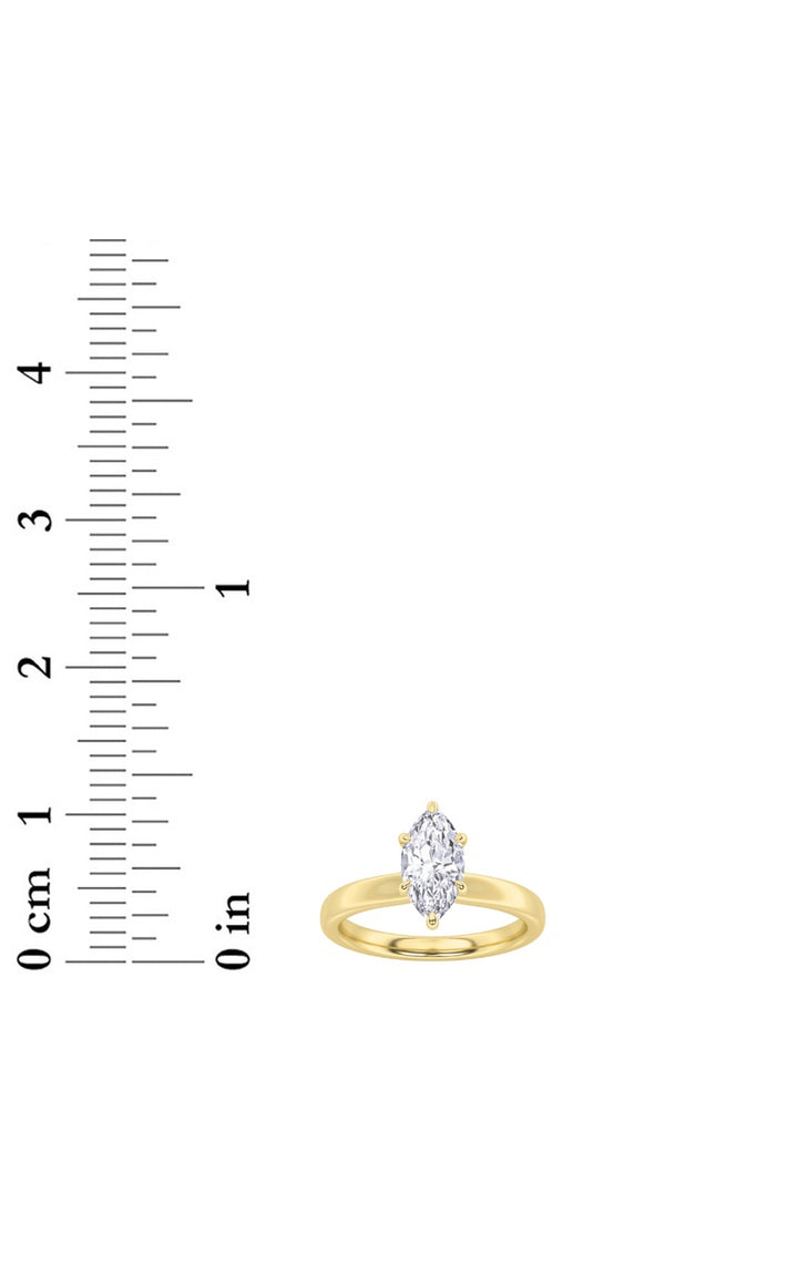 1Cttw Marquise Shaped Lab Grown Diamond (F/VS) Hidden Halo Plain Shank Engagement Ring in 14K Gold