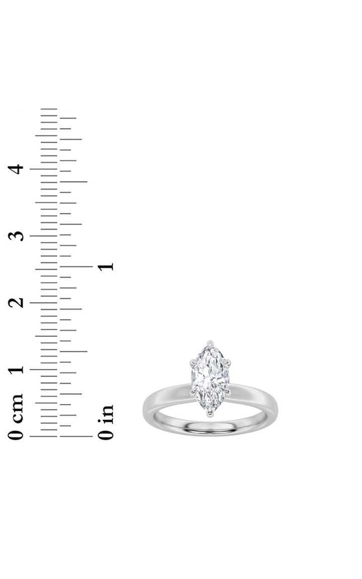 2CTW Marquise Shaped Lab Grown Diamond (F/VS) Hidden Halo Plain Shank Engagement Ring in 14K Gold