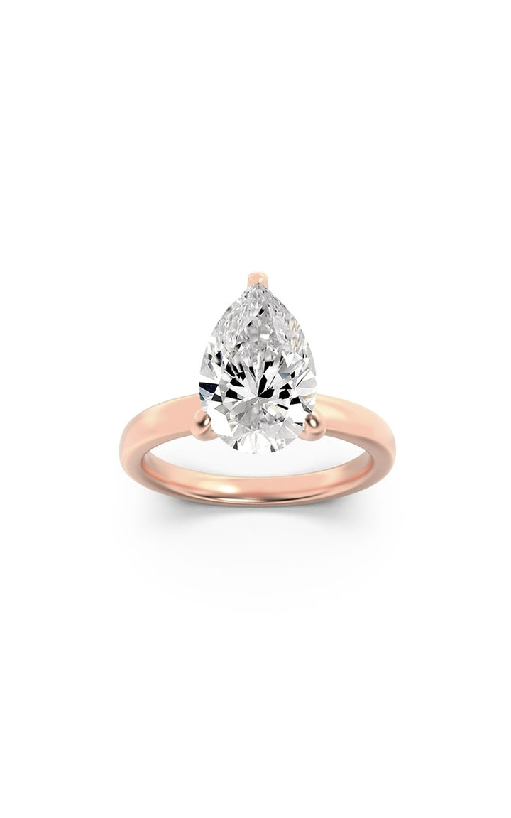 1Cttw Pear Shaped Lab Grown Diamond (F/VS) HiddenHalo Plain Shank Engagement Ring in 14K Gold