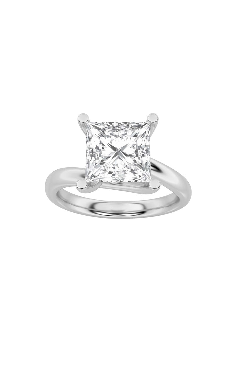 1CTW Princess Shaped Lab Grown Diamond (F/VS) Bypass Shank Engagement Ring in 14K Gold