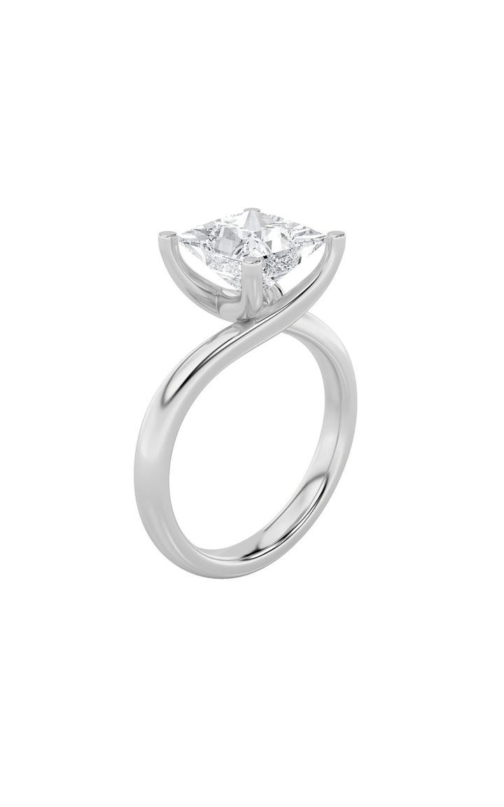 1CTW Princess Shaped Lab Grown Diamond (F/VS) Bypass Shank Engagement Ring in 14K Gold