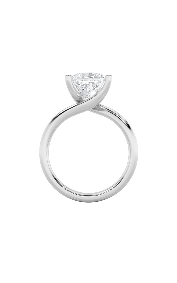1Cttw Princess Shaped Lab Grown Diamond (F/VS) Bypass Shank Engagement Ring in 14K Gold