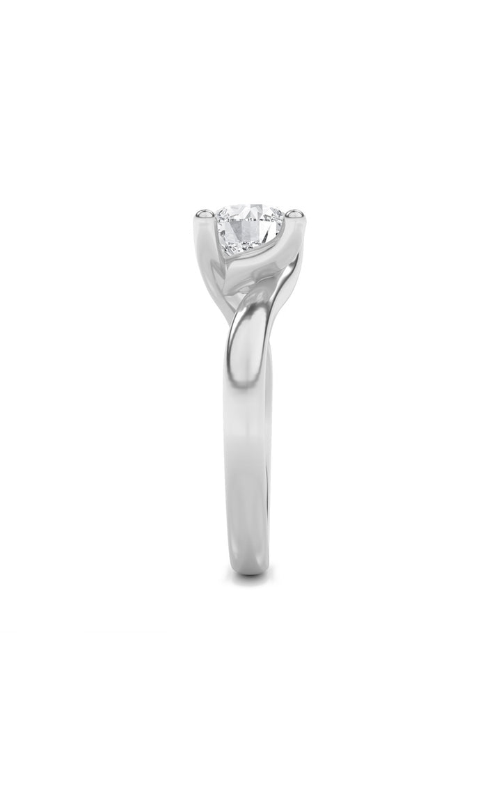 1Cttw Round Shaped Lab Grown Diamond (F/VS) Bypass Shank Engagement Ring in 14K Gold