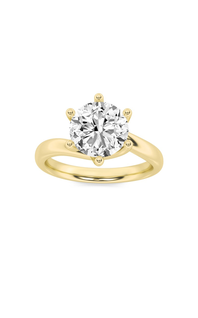 2Cttw Round Shaped Lab Grown Diamond (F/VS) Bypass Shank Engagement Ring in 14K Gold