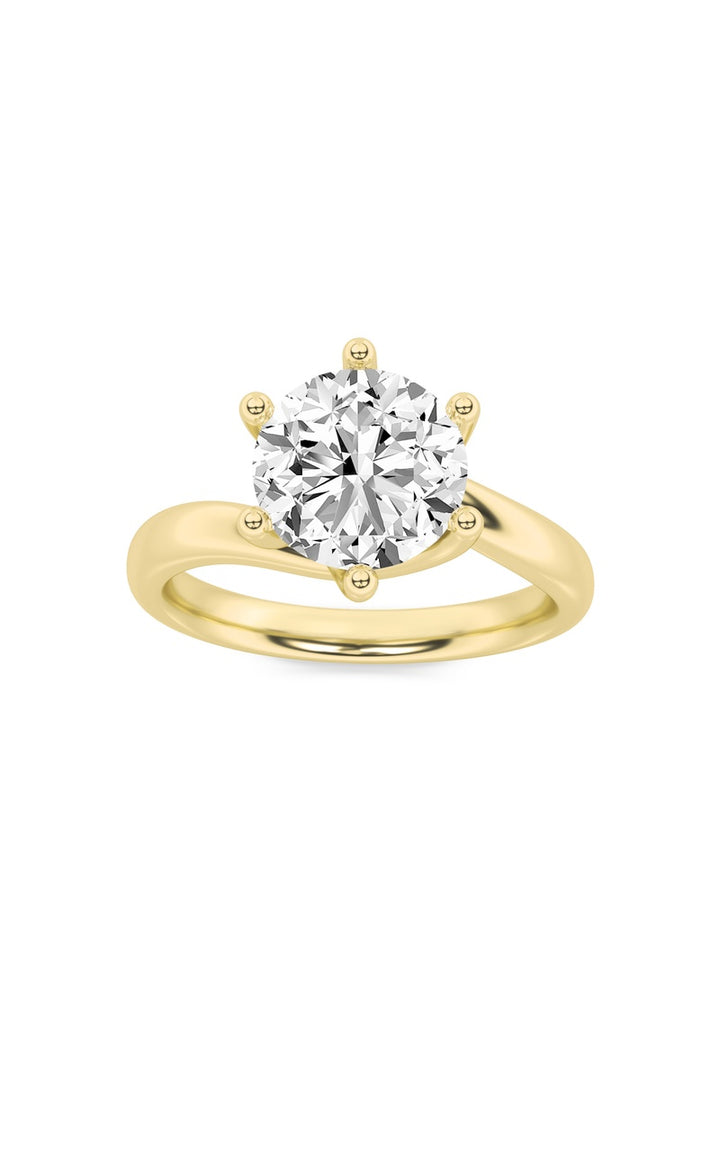 2Cttw Round Shaped Lab Grown Diamond (F/VS) Bypass Shank Engagement Ring in 14K Gold
