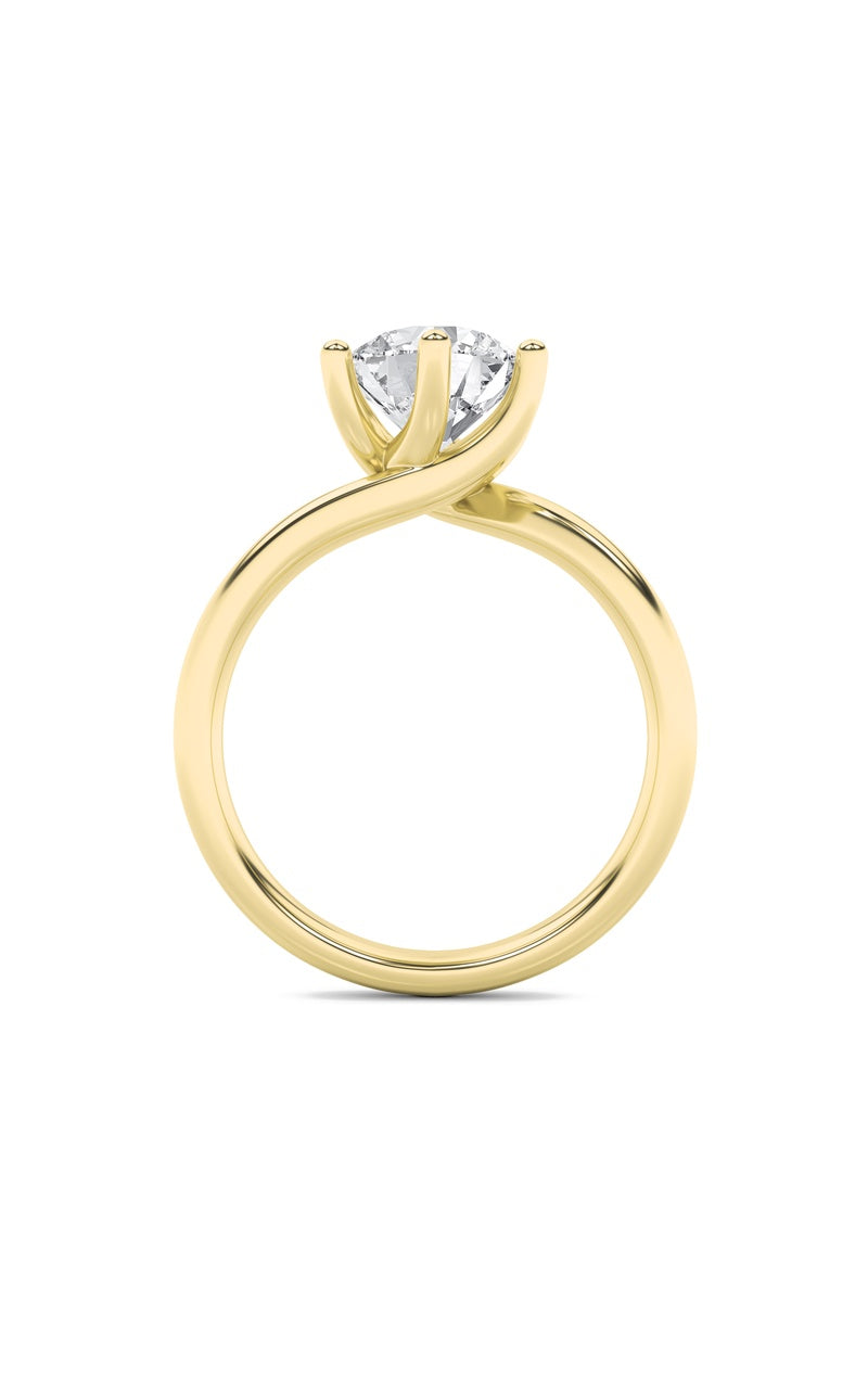 2Cttw Round Shaped Lab Grown Diamond (F/VS) Bypass Shank Engagement Ring in 14K Gold