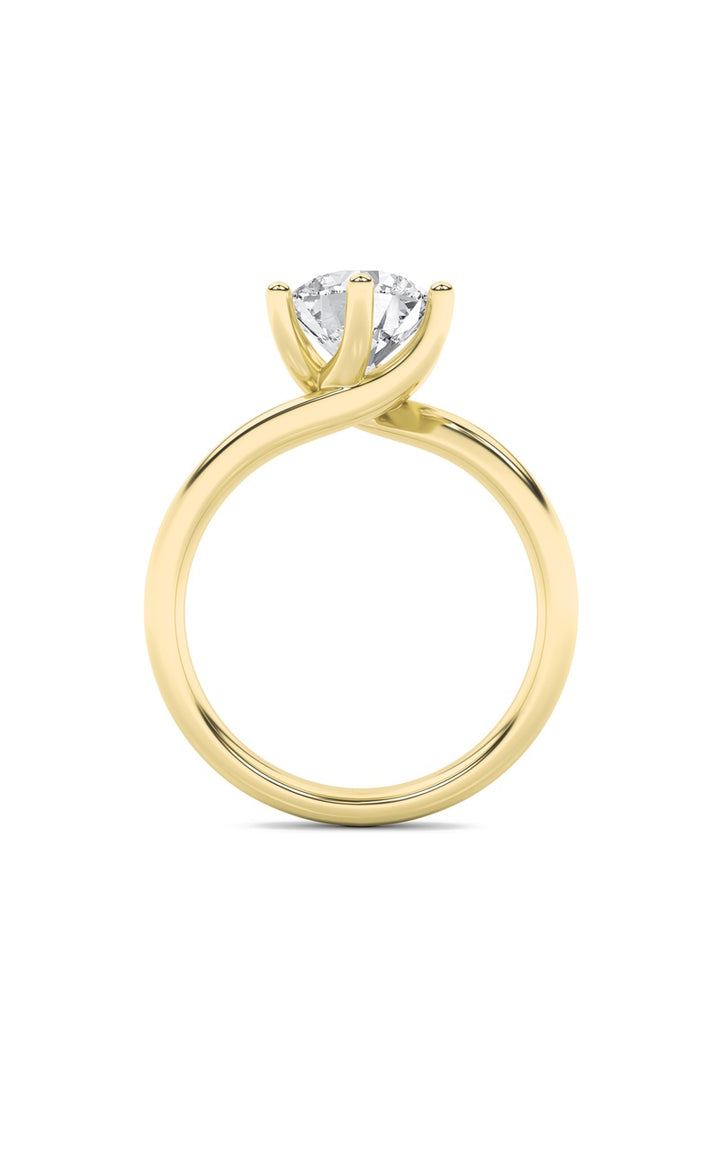 2Cttw Round Shaped Lab Grown Diamond (F/VS) Bypass Shank Engagement Ring in 14K Gold