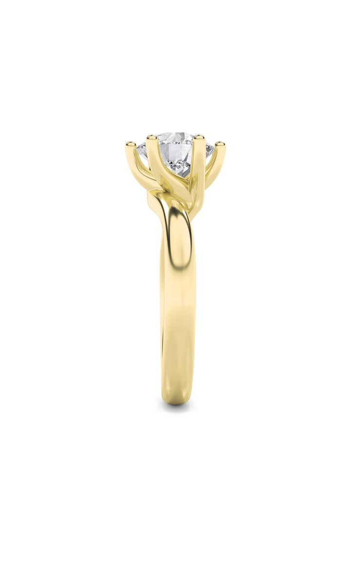 2Cttw Round Shaped Lab Grown Diamond (F/VS) Bypass Shank Engagement Ring in 14K Gold
