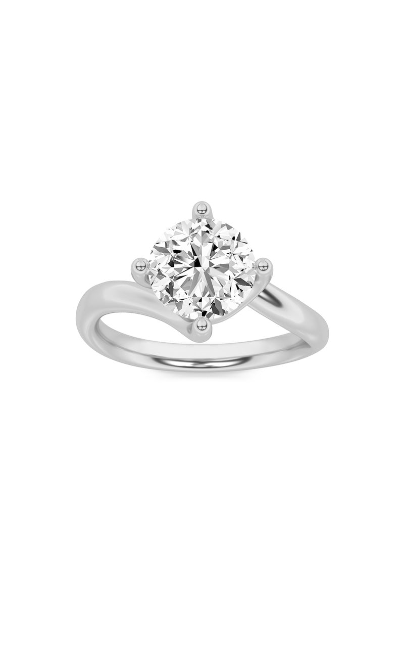 1Cttw Round Shaped Lab Grown Diamond (F/VS) Bypass Shank Engagement Ring in 14K Gold