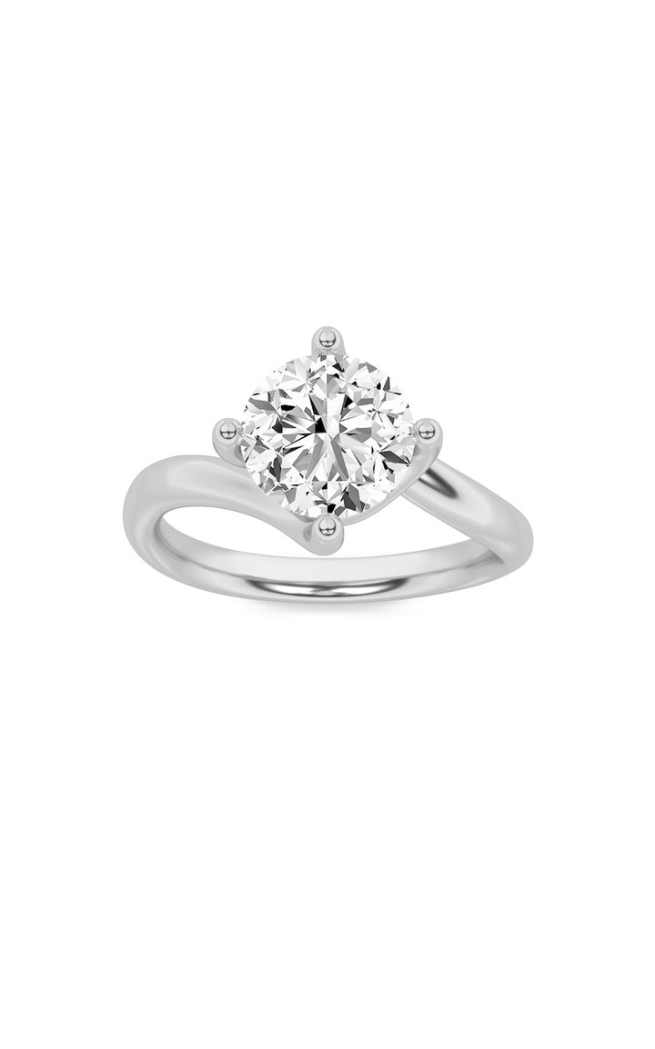 1Cttw Round Shaped Lab Grown Diamond (F/VS) Bypass Shank Engagement Ring in 14K Gold