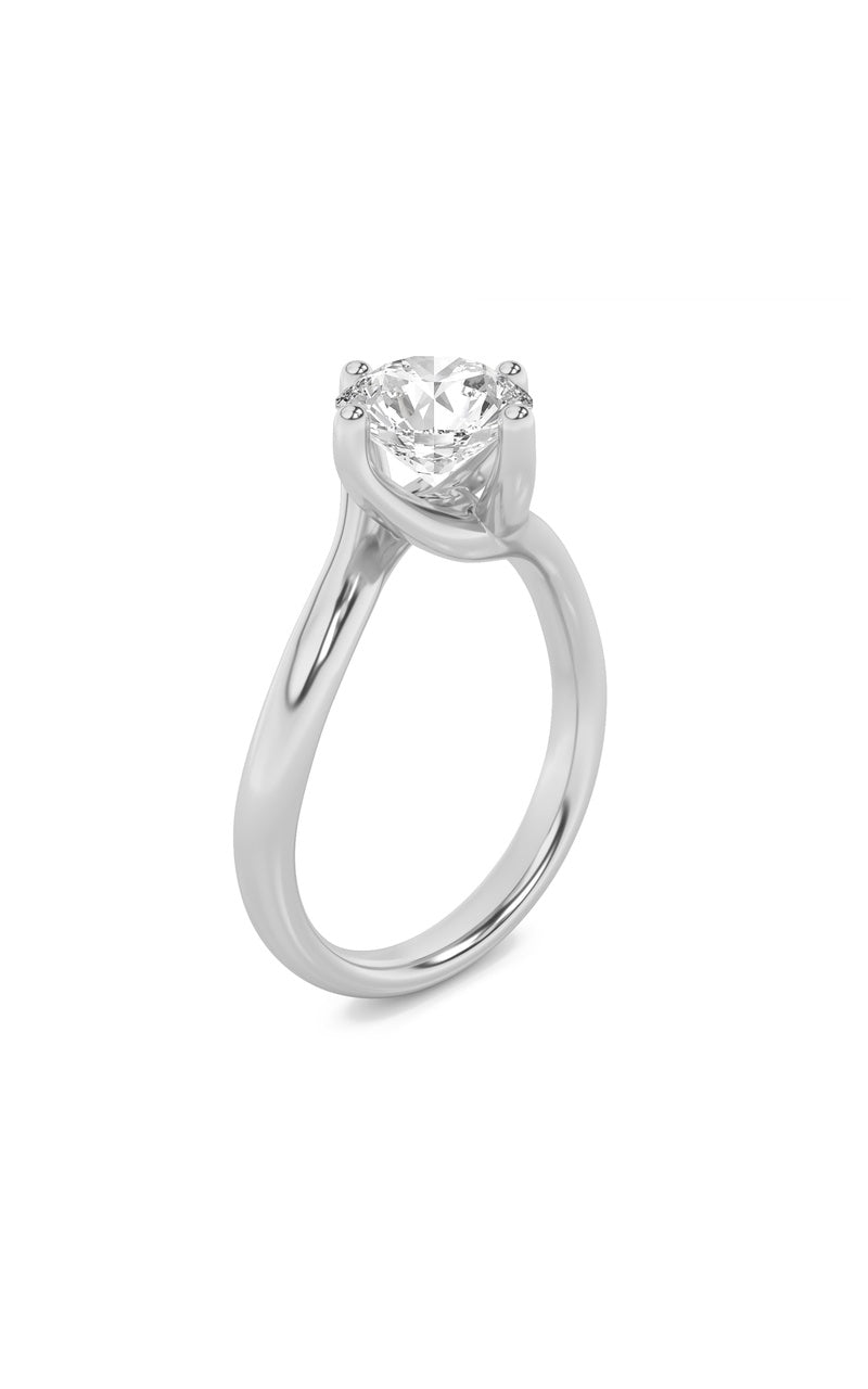 1Cttw Round Shaped Lab Grown Diamond (F/VS) Bypass Shank Engagement Ring in 14K Gold