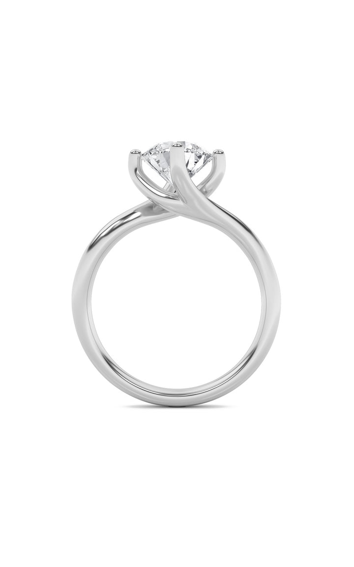 1Cttw Round Shaped Lab Grown Diamond (F/VS) Bypass Shank Engagement Ring in 14K Gold