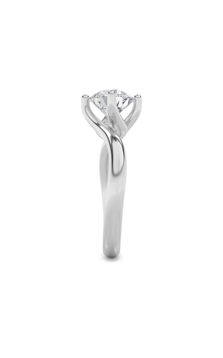 1Cttw Round Shaped Lab Grown Diamond (F/VS) Bypass Shank Engagement Ring in 14K Gold