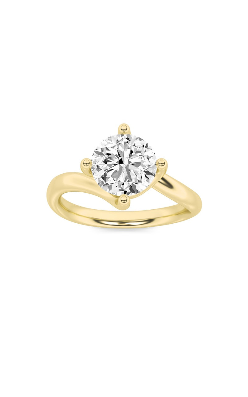 2Cttw Round Shaped Lab Grown Diamond (F/VS) Bypass Shank Engagement Ring in 14K Gold
