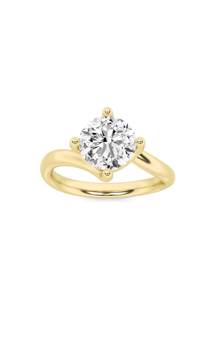 2Cttw Round Shaped Lab Grown Diamond (F/VS) Bypass Shank Engagement Ring in 14K Gold