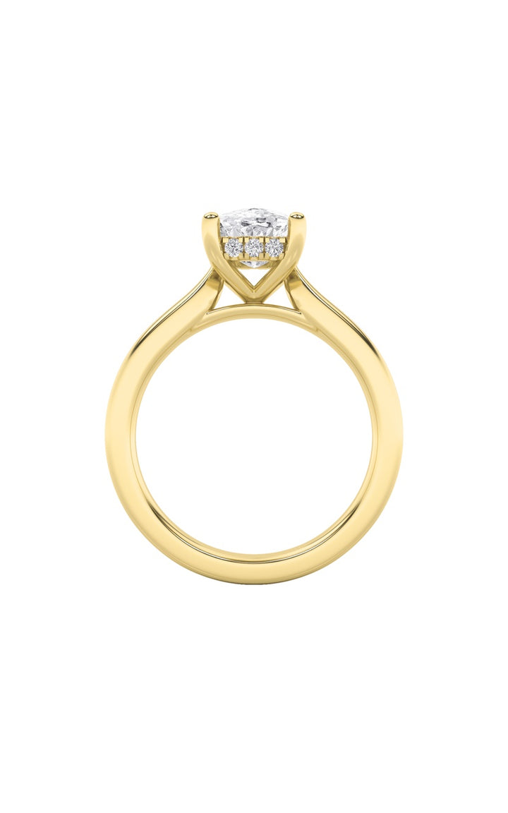1Cttw Elongated Cushion Shaped Lab Grown Diamond (F/VS) Hidden Halo Cathedral Shank Engagement Ring in 14K Gold