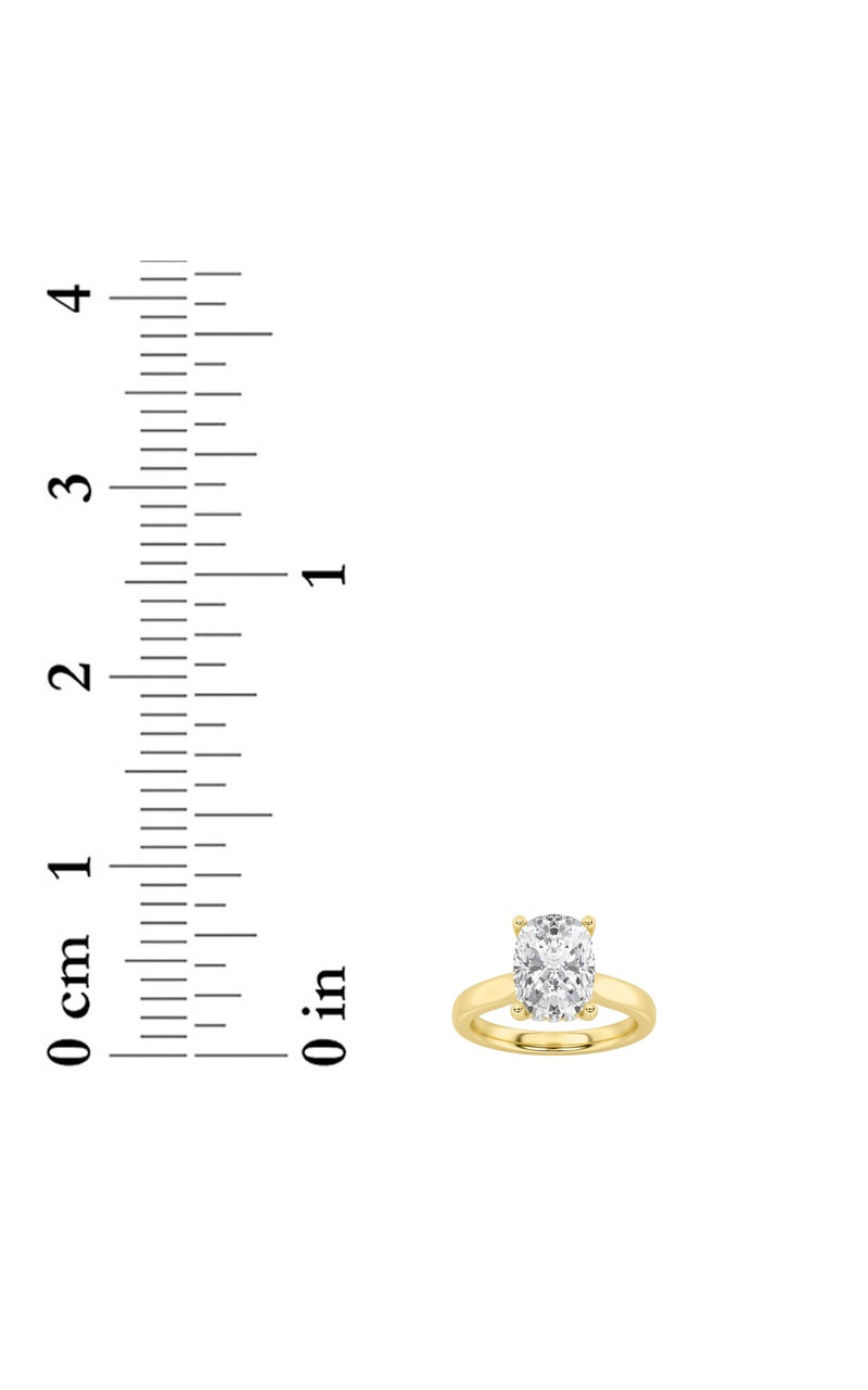 1CTW Elongated Cushion Shaped Lab Grown Diamond (F/VS) Hidden Halo Cathedral Shank Engagement Ring in 14K Gold